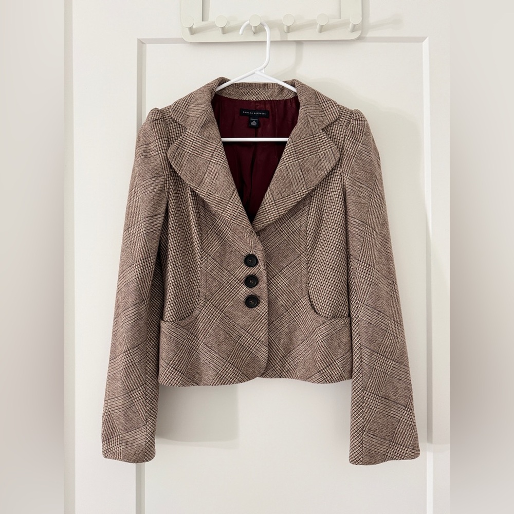 Banana Republic Brown Houndstooth Peplum Blazer